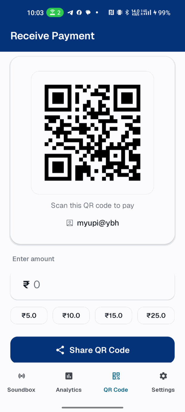 Receive payments with your own UPI QR code